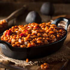 New England Baked Beans in casserole dish