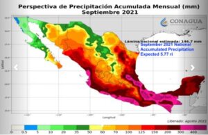 Mexico anticipated precipitation map, September 2021