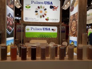 USDBC trade show display with dried pulses